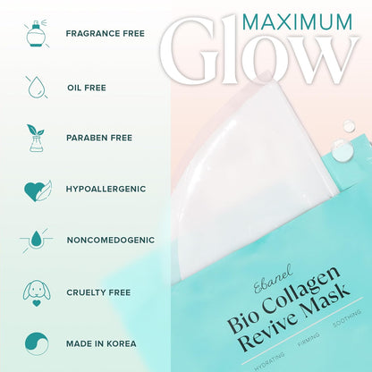 Collagen Bio Face Mask 4 Pack – Hydrating Korean Sheet Masks for Glowing