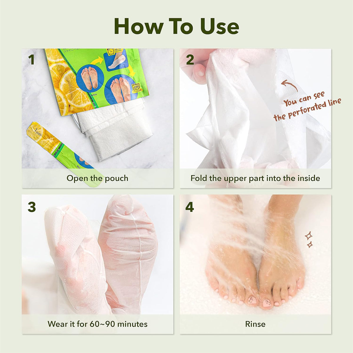 Claréa Foot Peel Mask 6 Pack – Exfoliating Mask for Calluses, Cracked Heels & Dry Skin