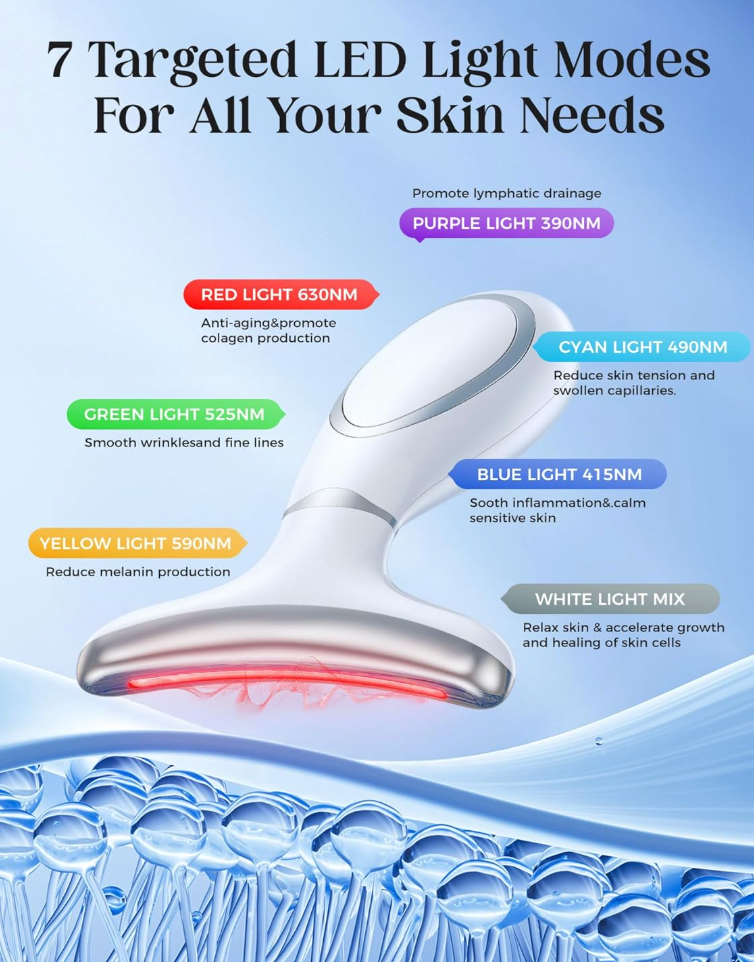 Claréa Red Light Massager Face & Neck Beauty Device – Skin Sculpting, Firming